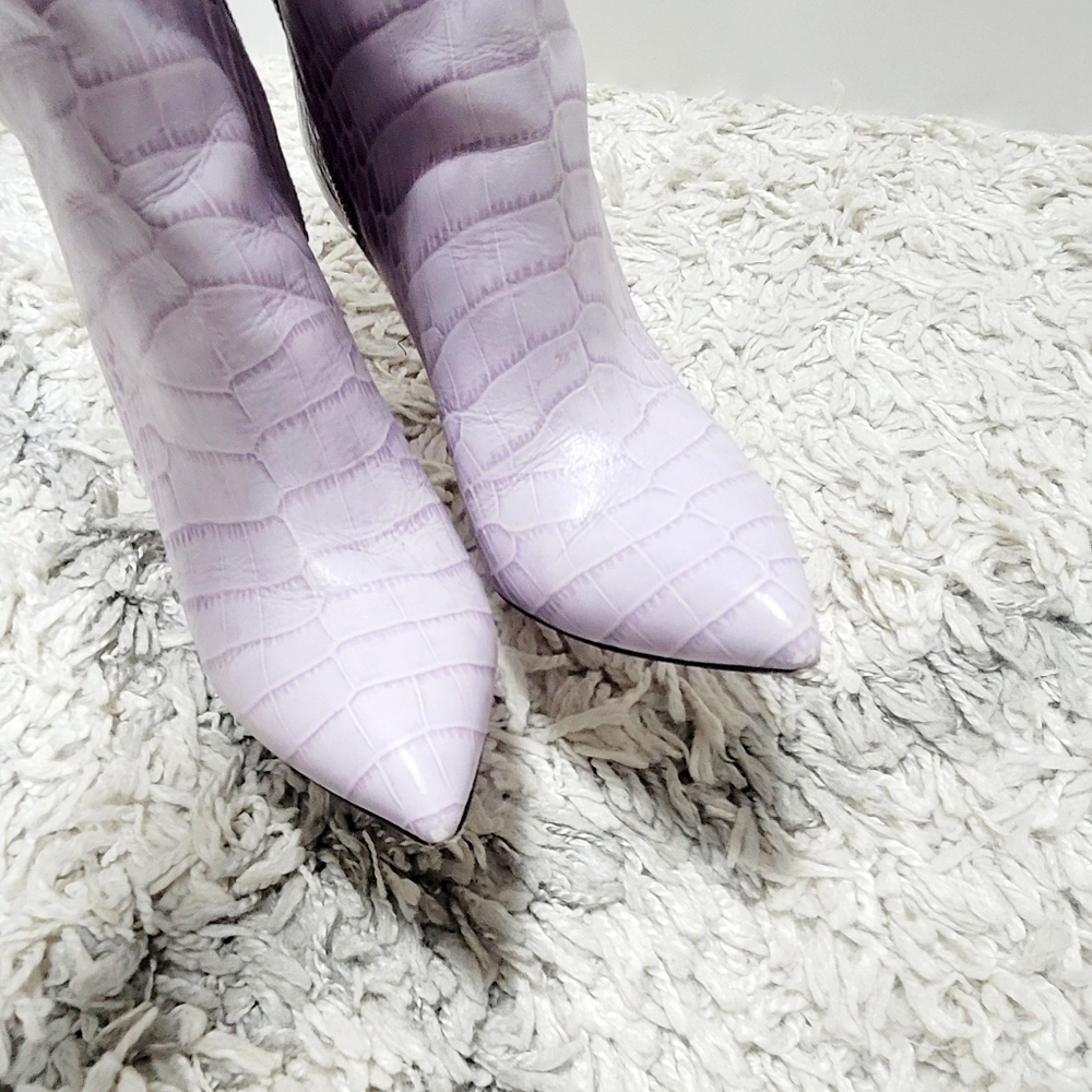 Paris Texas lilac embosed croco Stiletto knee high boots - Picture 12 of 14